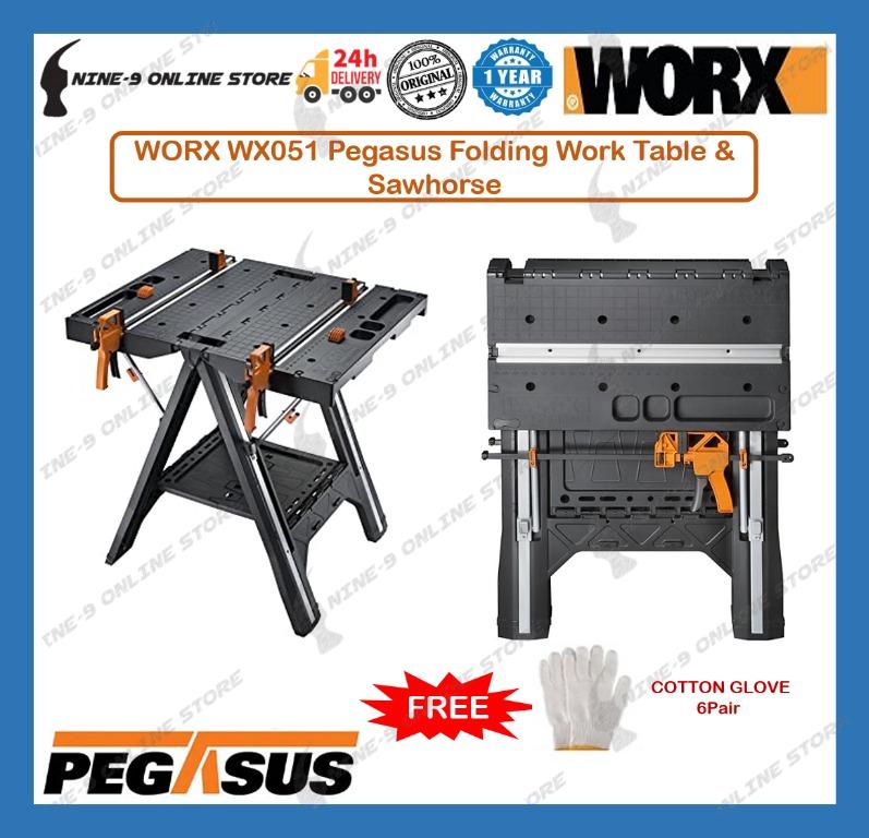 WORX WX051 Pegasus Folding Work Table Sawhorse with Quick Clamps