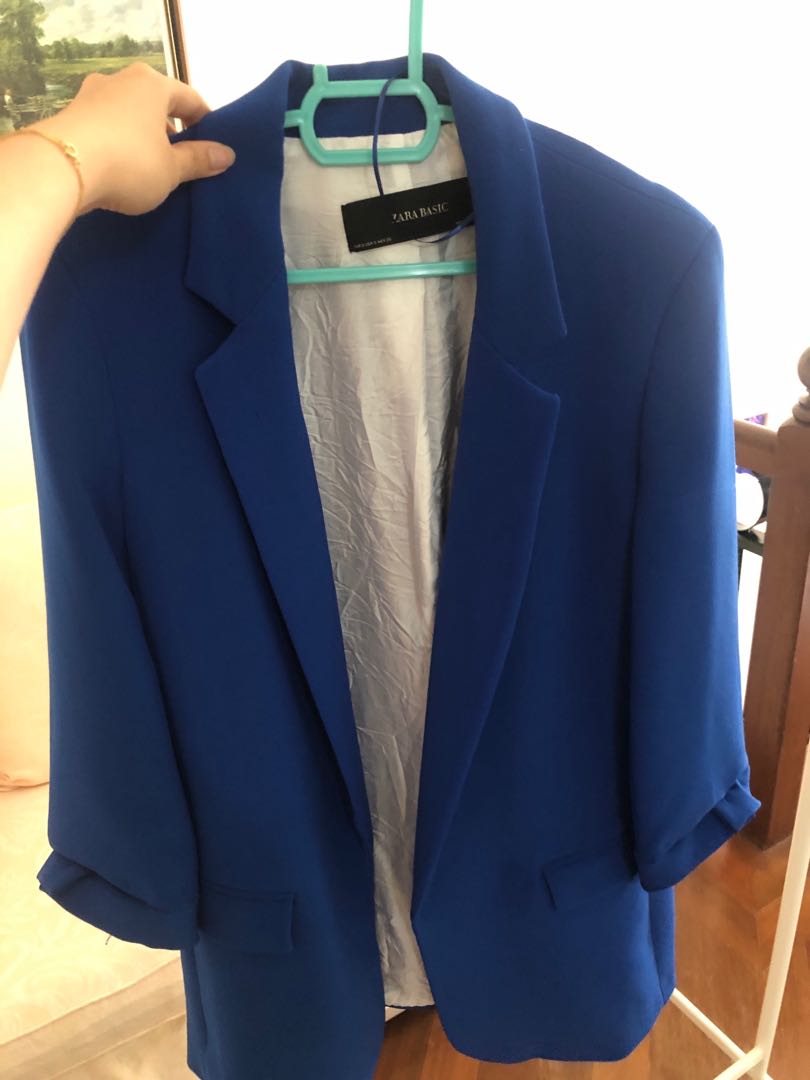 Blue zara blazer store