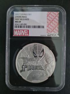 1oz "SPIDER-MAN" MARVEL 2017 Tuvalu First Release .999 Fine silver coin