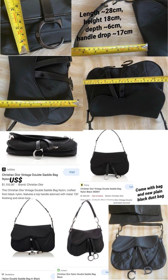CHRISTIAN DIOR 90s Black Nylon Saddle Bag — Garment