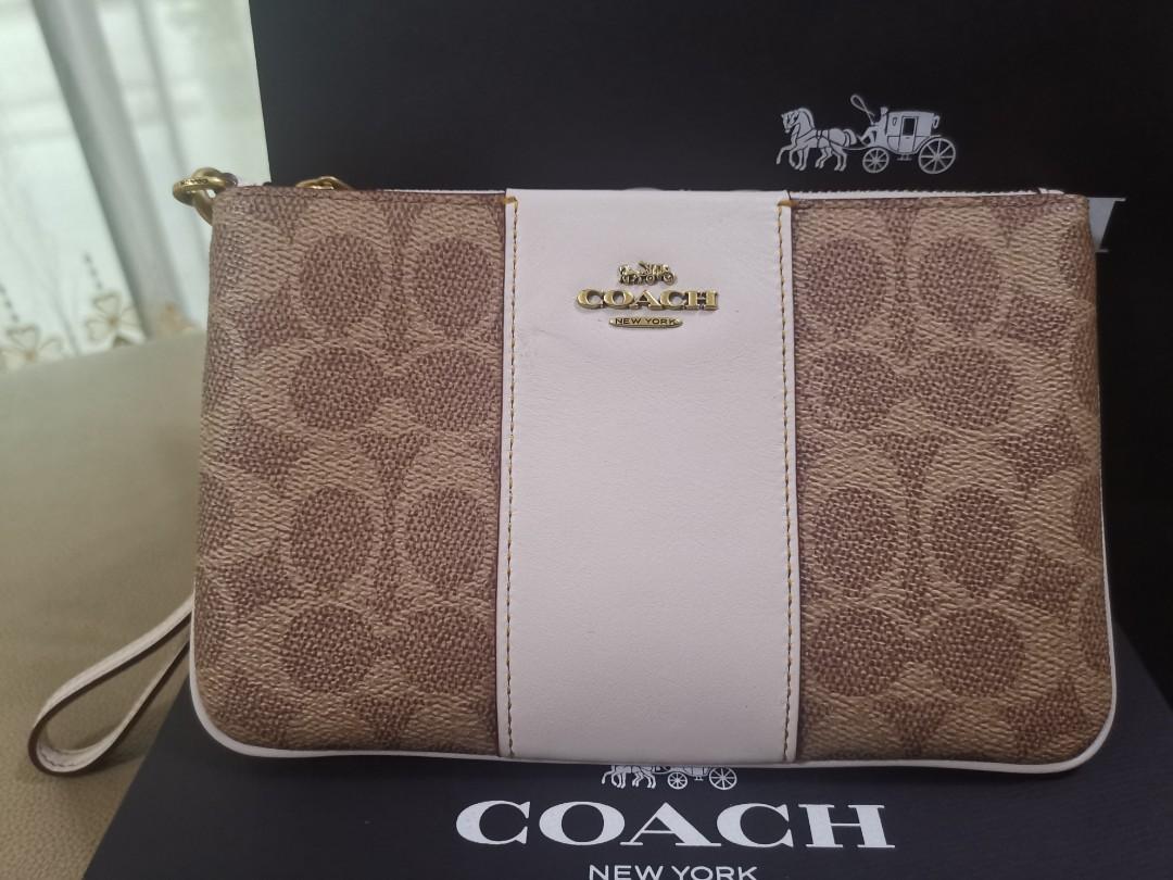 COACH Color Block Coated Canvas Signature Small Wristlet Tan/Chalk/Brass  One Size: Buy Online at Best Price in UAE 