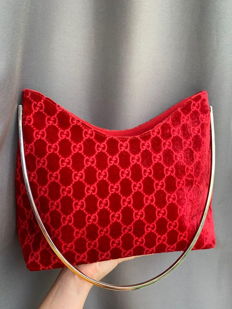 Authentic Gucci Red Velvet Tom Ford Metal Handle Shoulder Bag, Luxury, Bags  & Wallets on Carousell