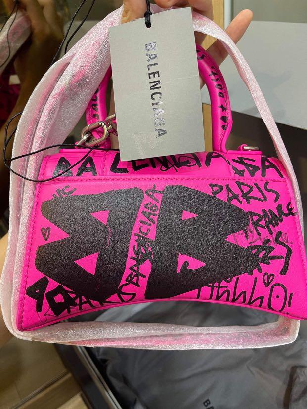 Balenciaga Graffiti Hourglass Top Handle Bag Leather XS Pink 2374321