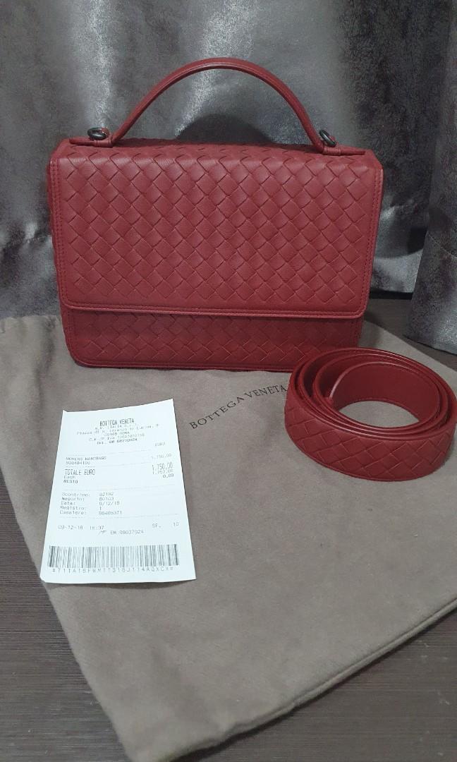 Bottega Veneta Nappa Intrecciato Alumna Bag in Red