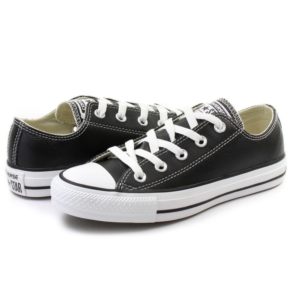 converse black leather mens