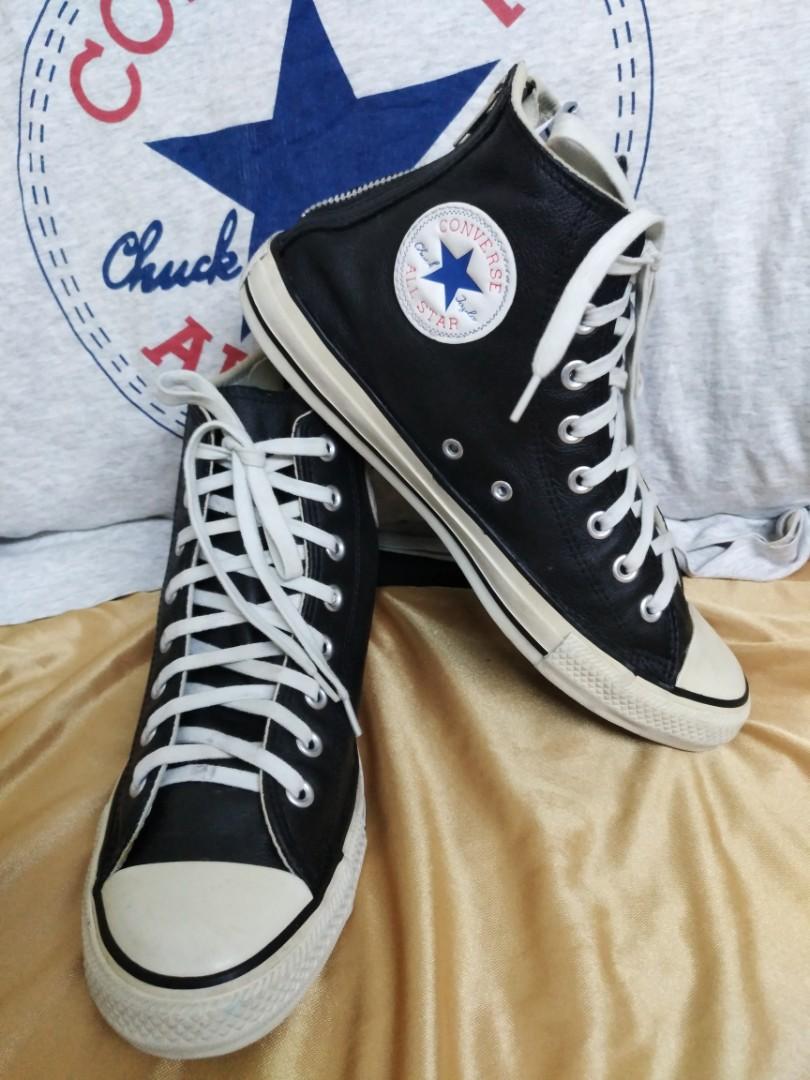 Converse leather zipper high tops top