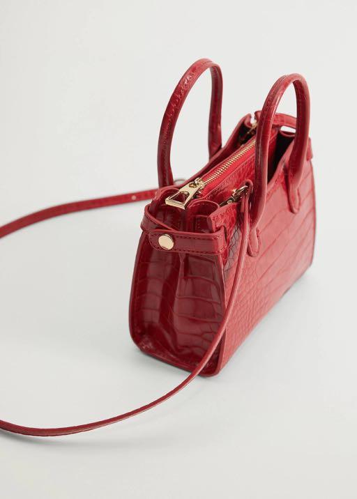 Croc effect Mango Mini Red Bag