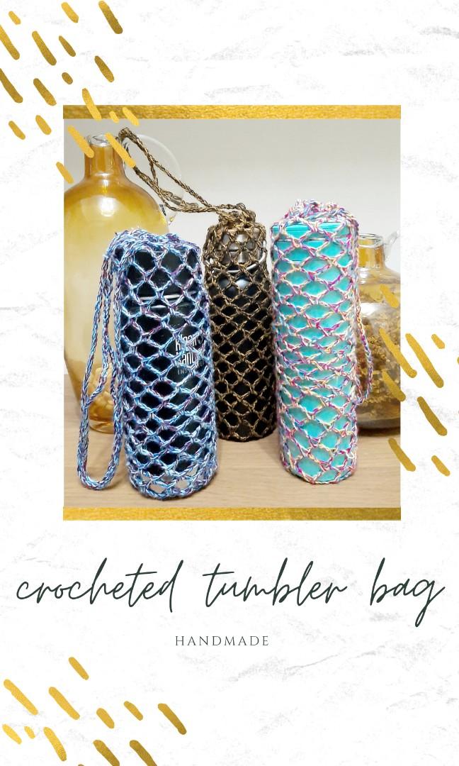 Crocheted Tumbler Bag, Hobbies & Toys, Stationary & Craft, Handmade