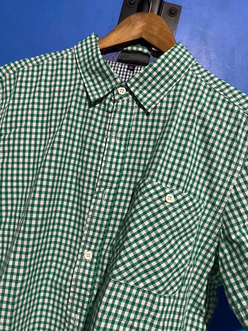 Green checkered polo top