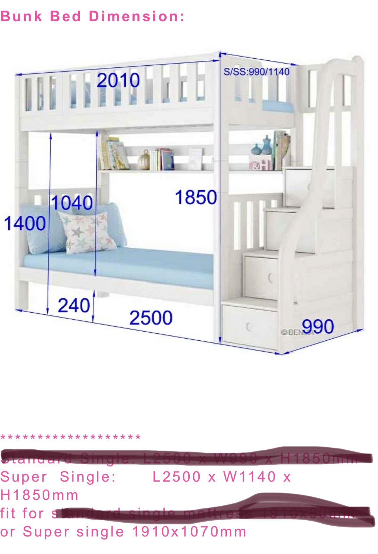 Ibenma Bunker Bed + 1 Mattress + Tent (Free) + Little Box (Free) + Bed Rail  For Lower Bed (Free), Furniture & Home Living, Furniture, Bed Frames &  Mattresses On Carousell