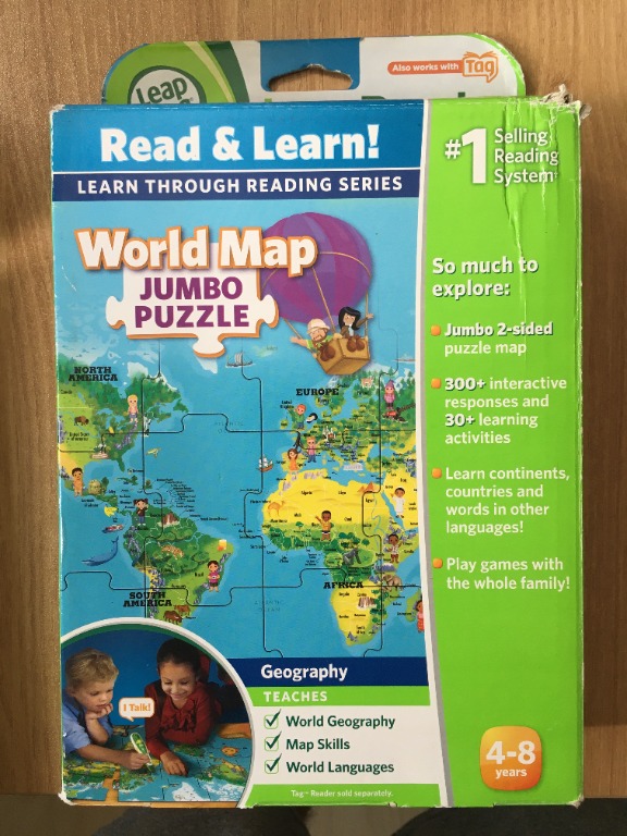 Leap Frog Read and Learn World Map Jumbo Puzzle Tag Interactive Map ...