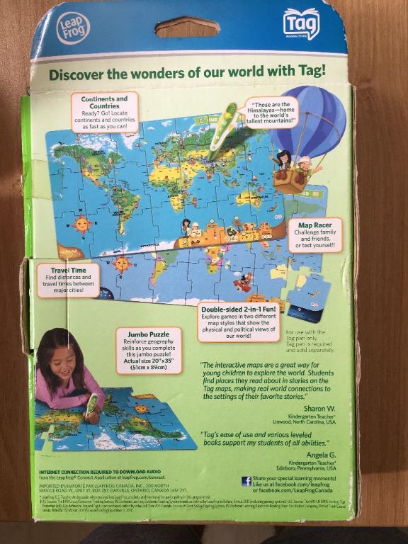 Leap Frog Read and Learn World Map Jumbo Puzzle Tag Interactive Map ...