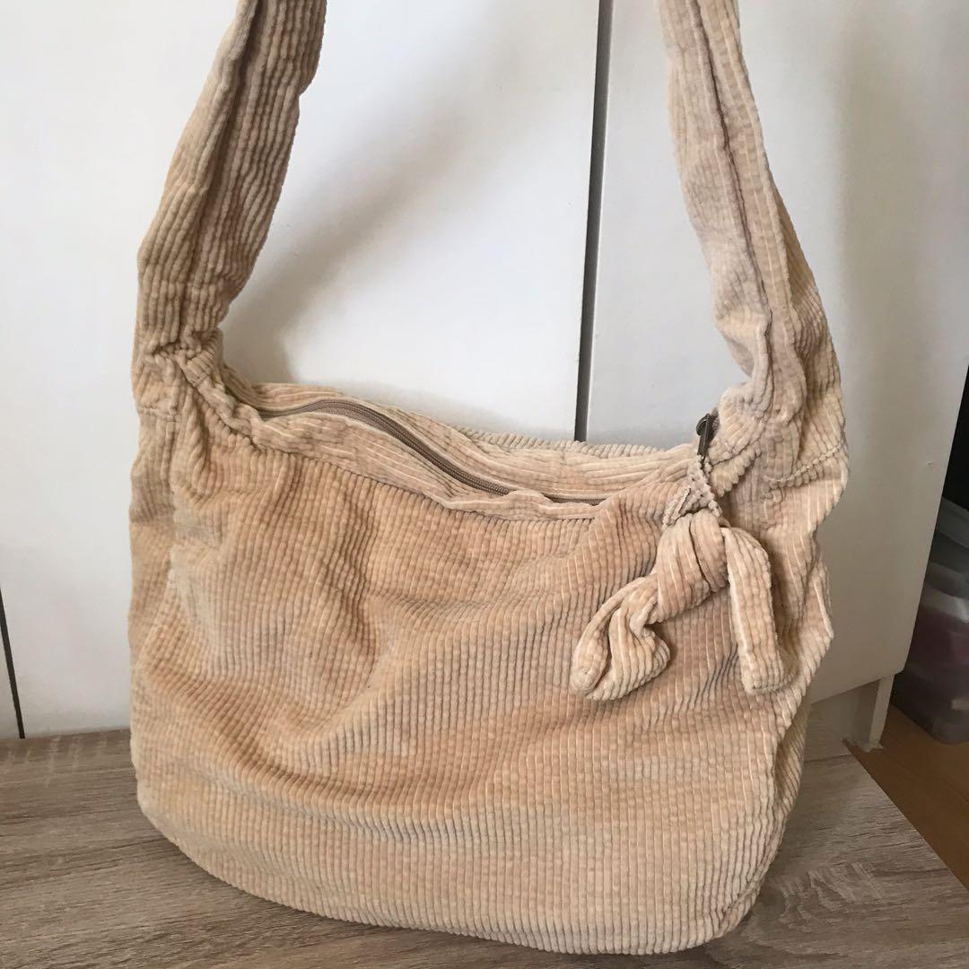 Corduroy sling store bag