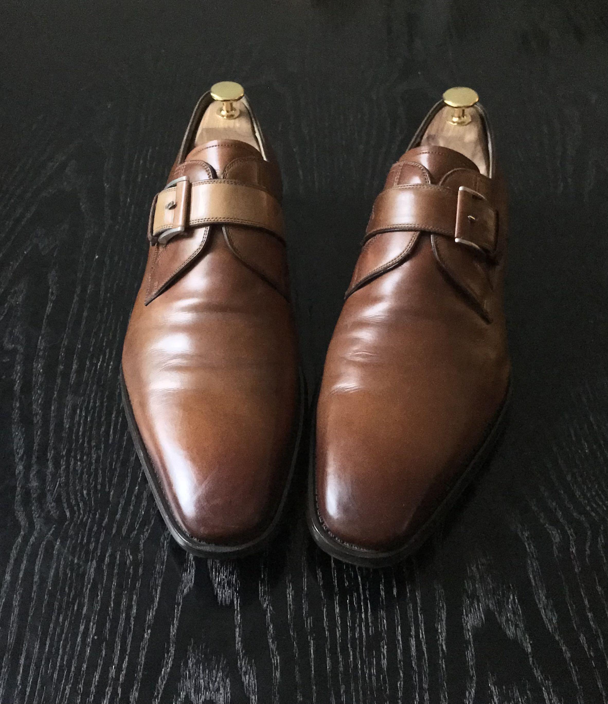 brown tan cuero cognac monk leather 