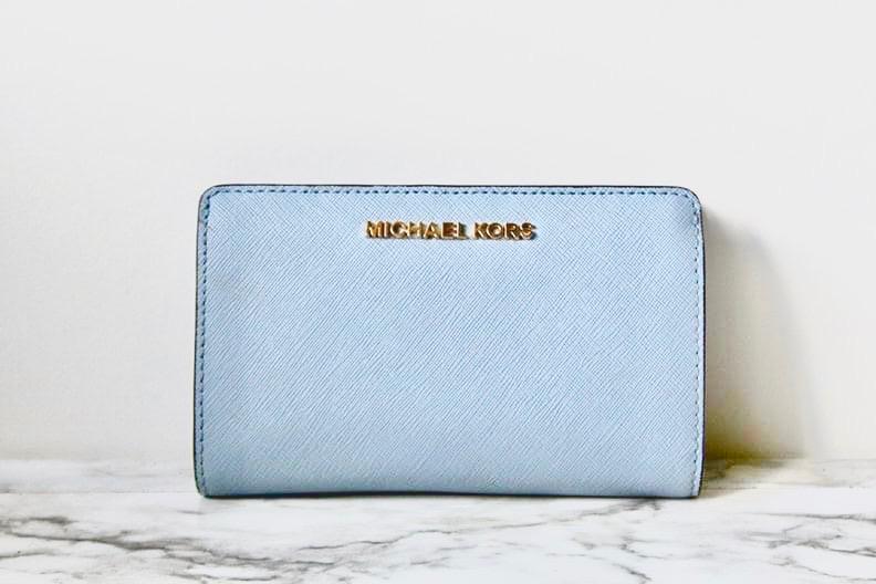 Michael kors light blue wristlet sale