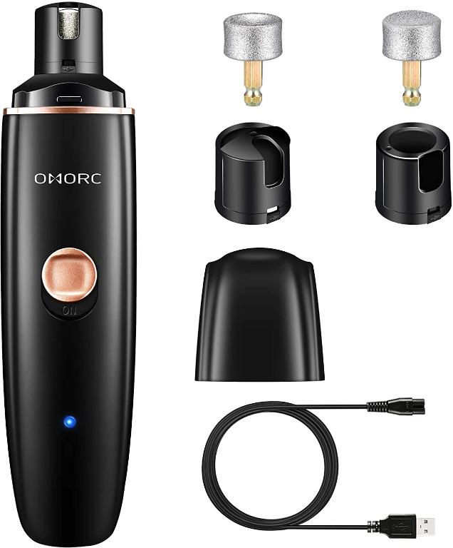 OMORC Electric Dog Nail Grinder Ultra Quiet Dog Nail File Pet Nail Grinder Trimmer with 2 Grinding Wheels for Gentle trimming smoothing