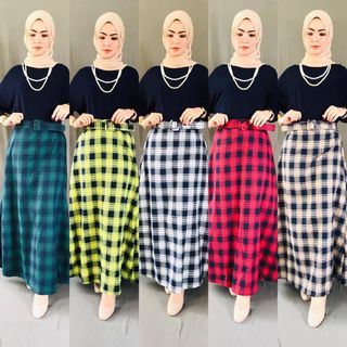 Checkered long deals skirt malaysia