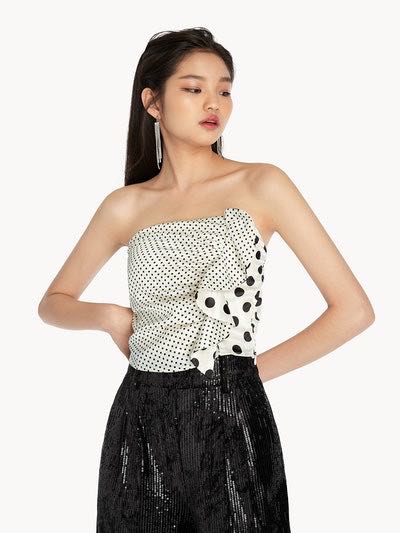 polka dot strapless top