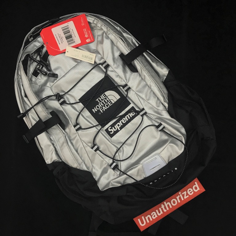 metallic silver north face backpack The Women's Borealis Commuter Laptop Backpack, TNF White Mélange/Mid Grey, One Size and bottom compression straps Supreme The North Face Metallic