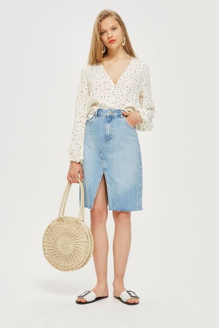 Denim midi skirt topshop cheap