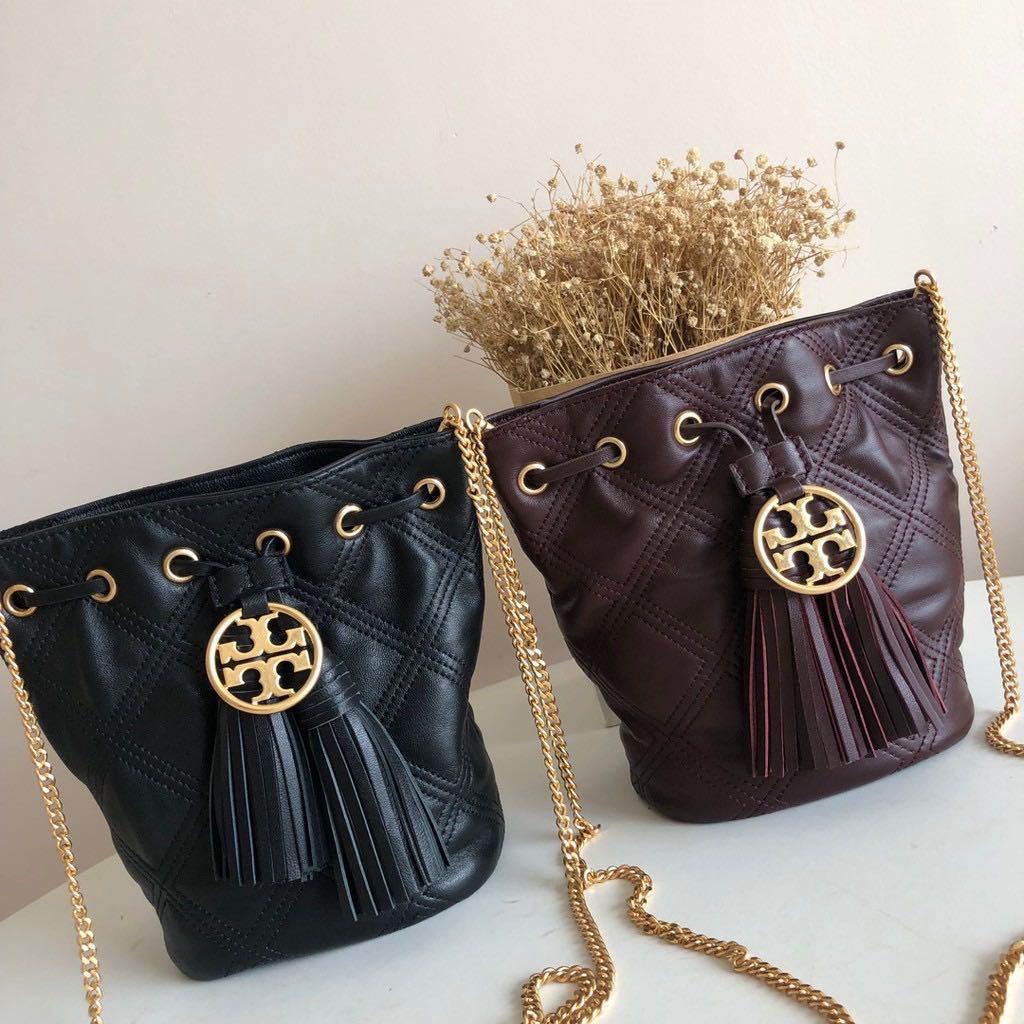 Tory Burch Chelsea Quilted Drawstring Bucket Bag Women s Fashion