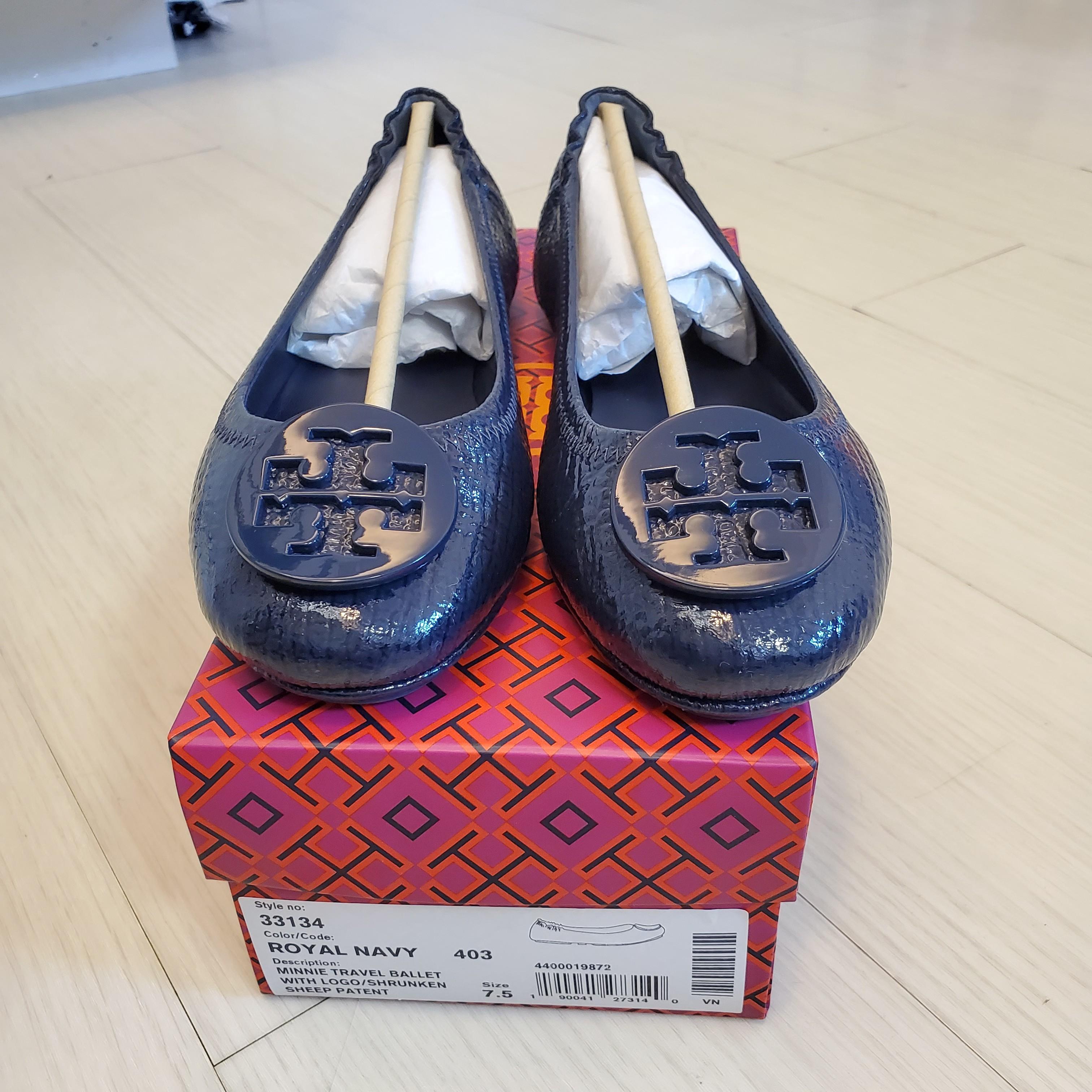 Tory burch minnie hotsell travel ballet flat navy