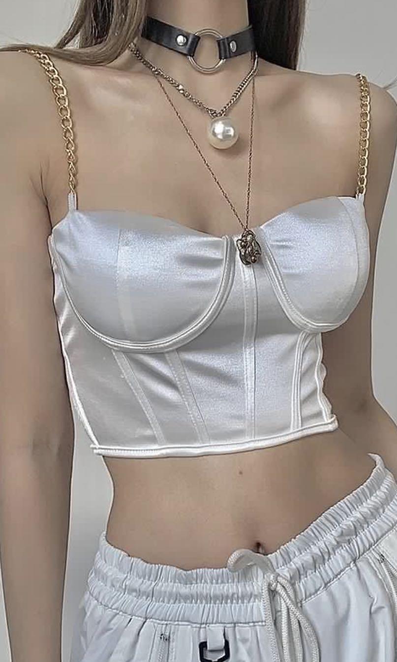 Gold chain crop top hot sale