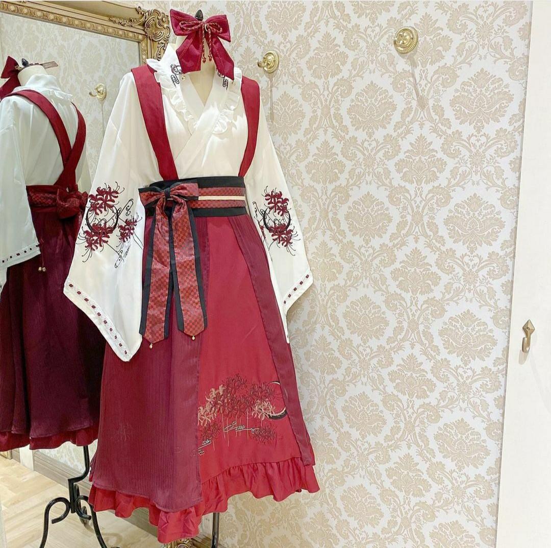 Amavel おぼろ月夜の彼岸花 ブラック 上下セット Amavel 彼岸花 セット Amavel おぼろ月夜の彼岸花 ブラック 上下セット