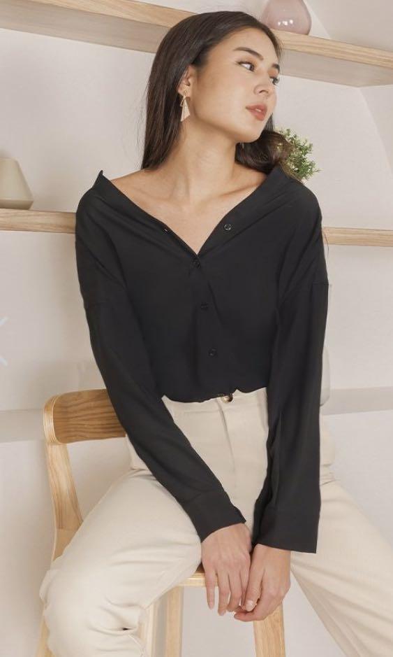 Slouchy long sleeve shirt clearance