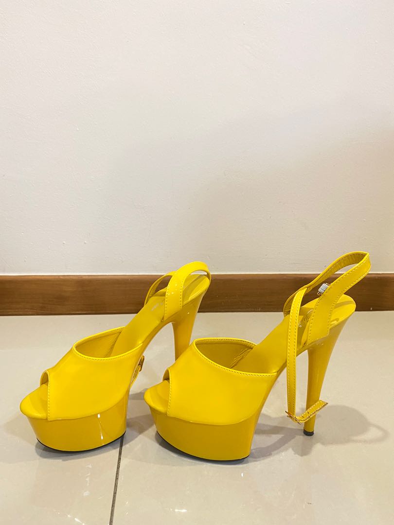 Yellow shop pleaser heels