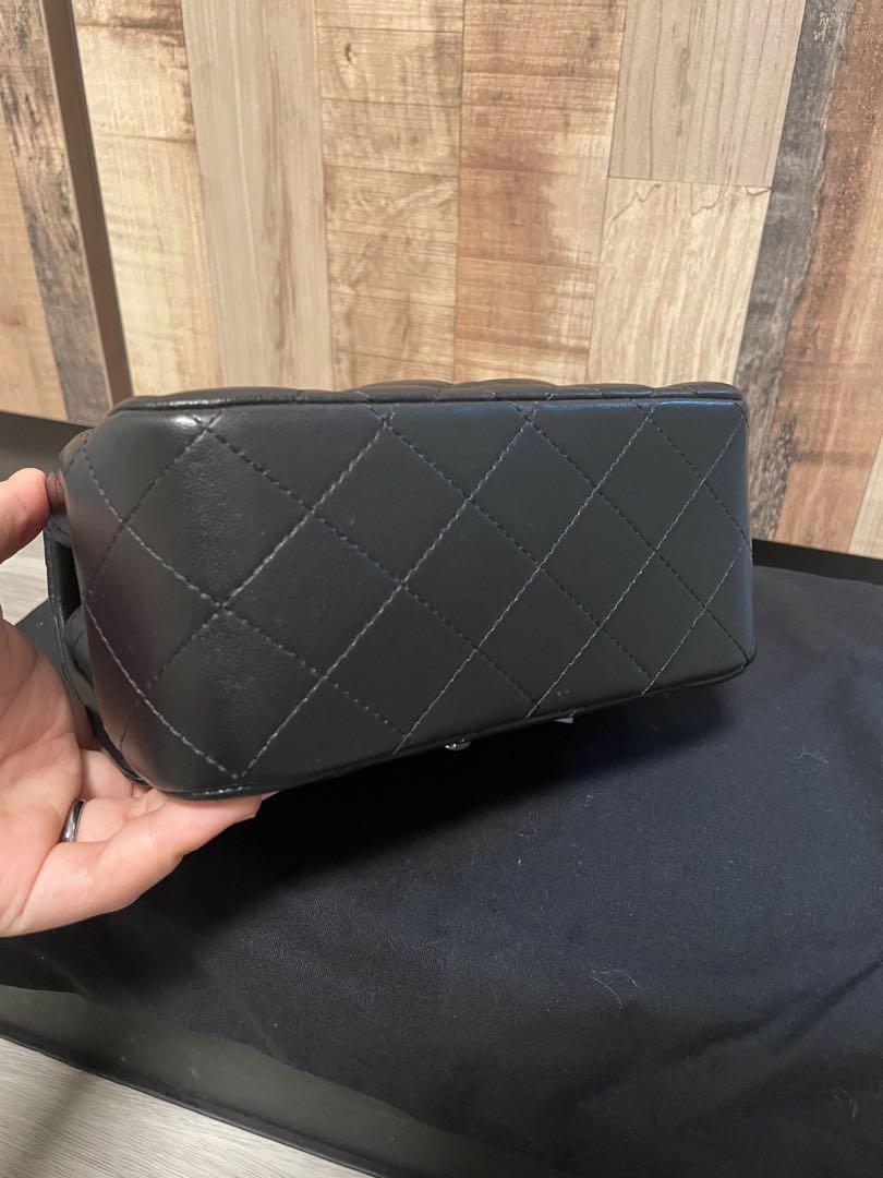 Chanel Mini Square Classic Flap Bag Black Lambskin Silver Hardware 🖤,  Luxury, Bags & Wallets on Carousell