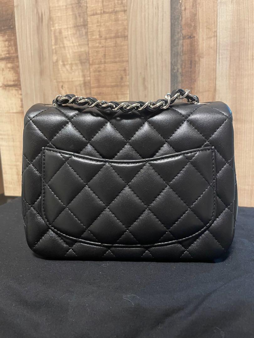 Chanel Mini Square Classic Flap Bag Black Lambskin Silver Hardware 🖤,  Luxury, Bags & Wallets on Carousell