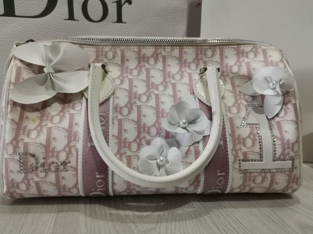 Christian Dior Trotter Canvas Flower Shoulder Bag Pink Auth yk4486 Cloth  ref.579804 - Joli Closet