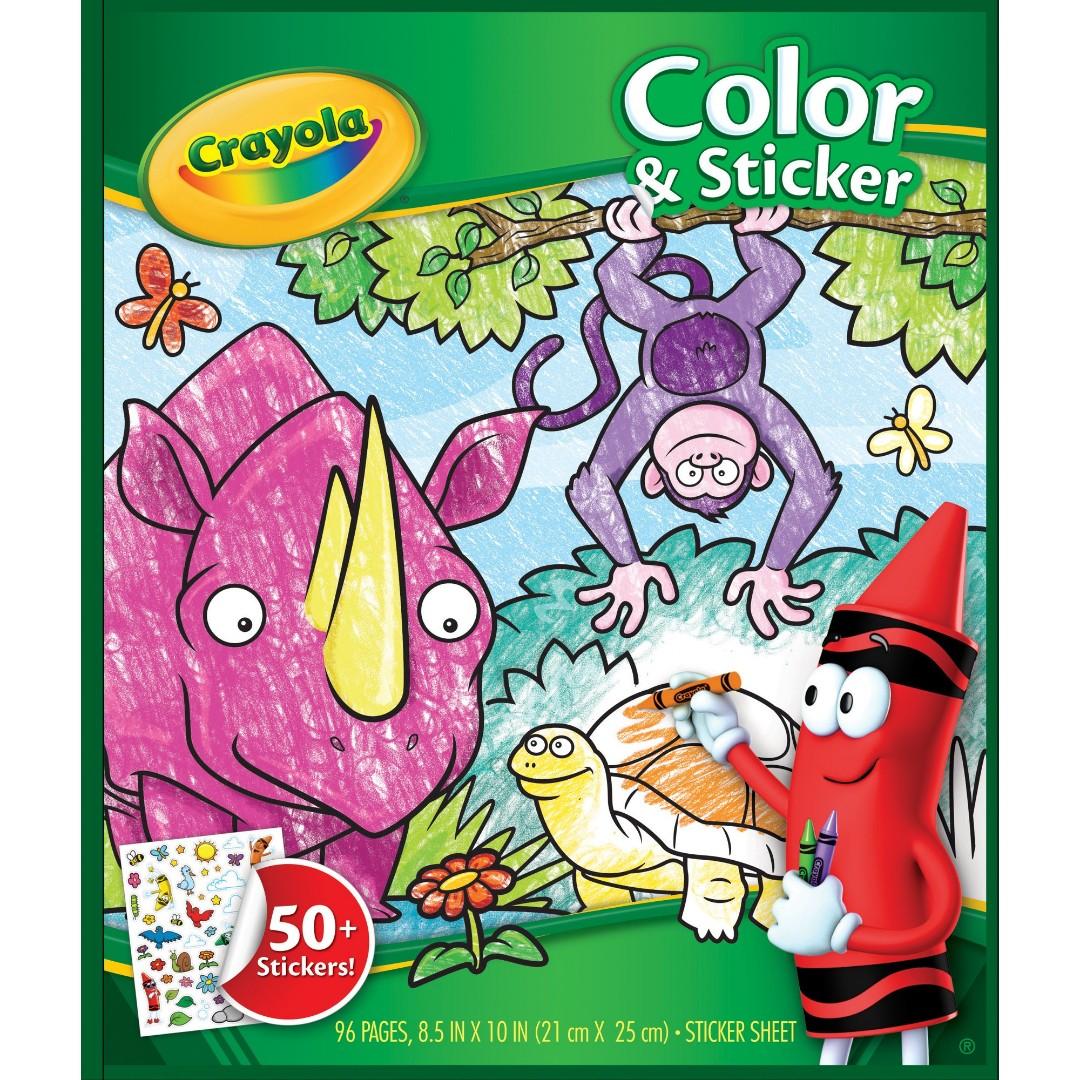 Crayola Jungle Animal Coloring Book With 50+ Stickers, 96 ...