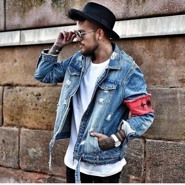 Mens denim jacket style 2018 cheap