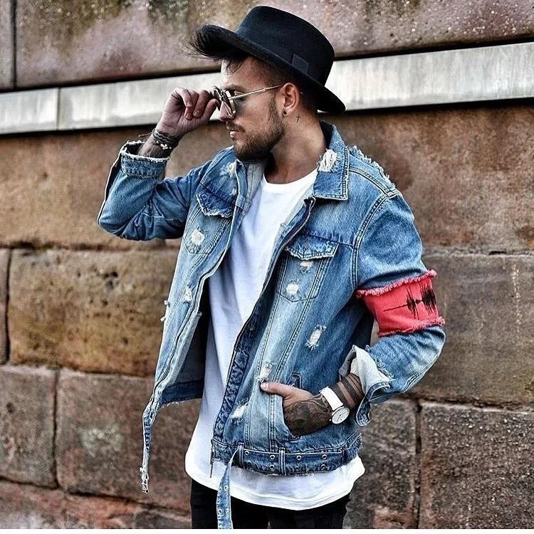 NO MORE STOCK Men Denim Jacket men black blue denim jacket