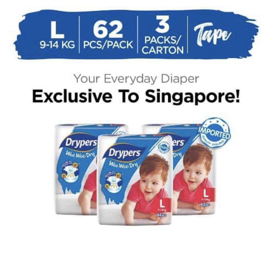 Drypers Wee Wee Dry Diapers Size L 185pcs Babies Kids Babies Apparel On Carousell