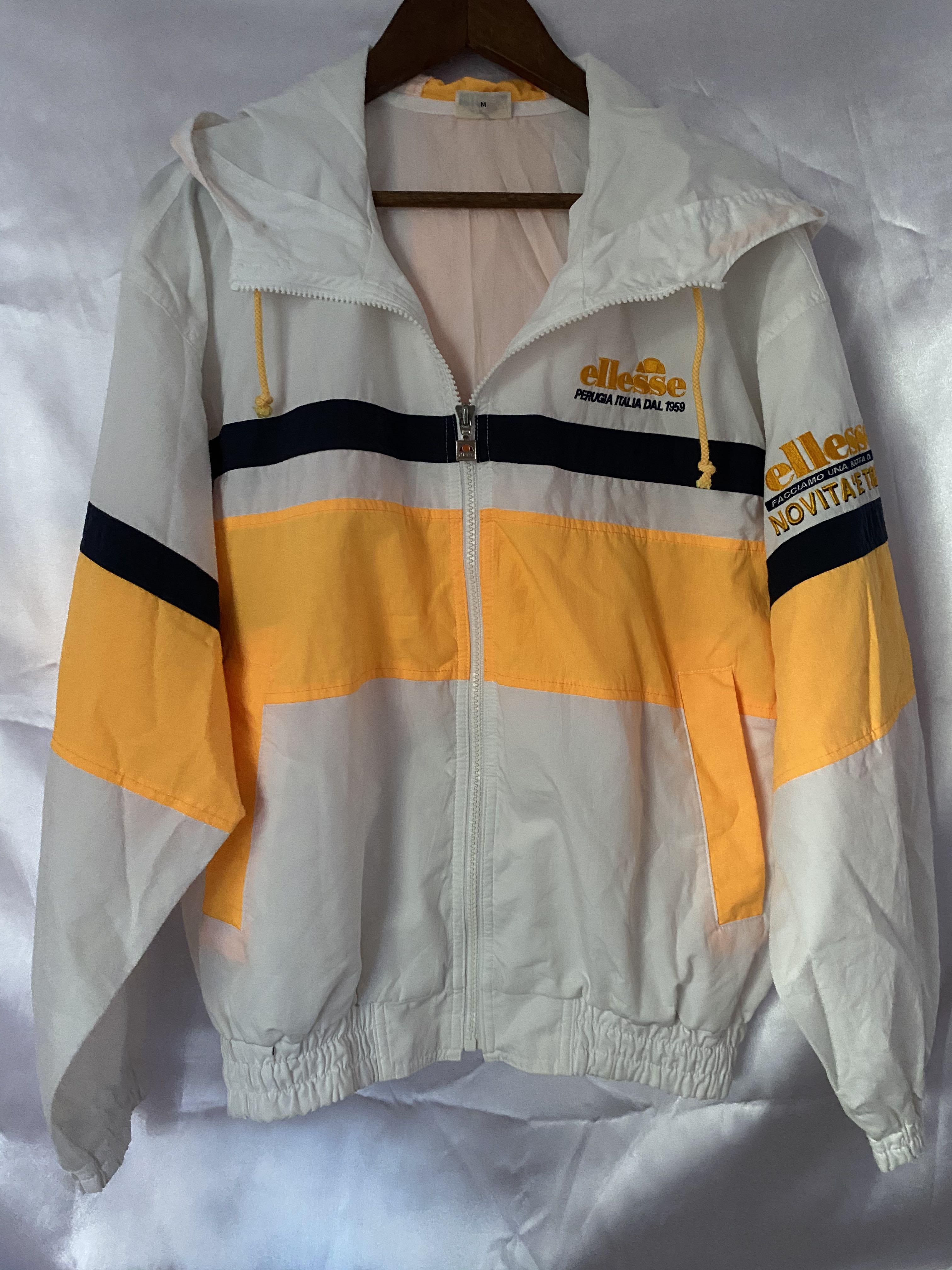 Ellesse yellow white blue windbreaker vintage jacket