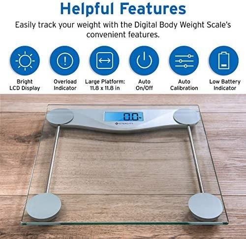 Etekcity Digital Body Weight Bathroom Scale, Large Blue LCD Backlight  Display, High Precision Measurements,6mm Tempered Glass, 400 Pounds Digital  Silver