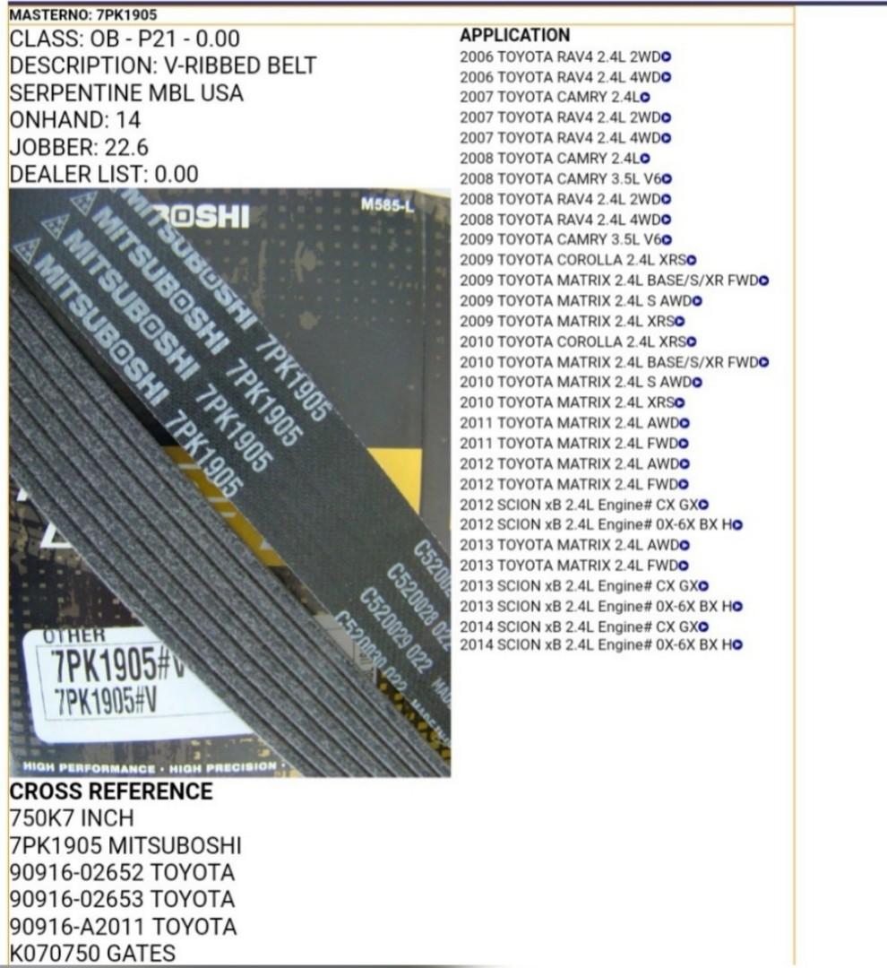 mitsuboshi belts cross reference