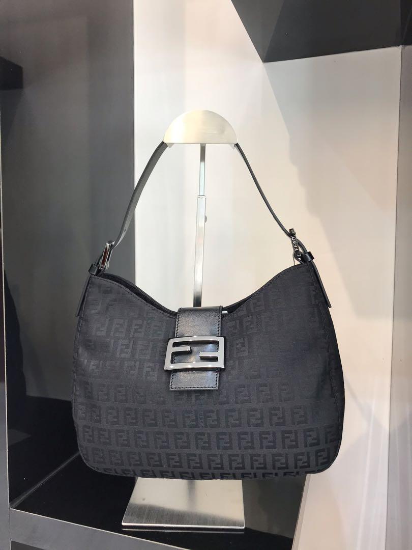 Fendi Zucca Black Nylon Hobo Bag, Luxury, Bags & Wallets On Carousell