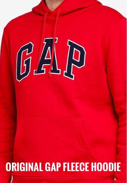 GAP Men's Logo Fleece Hoodie Hooded Sweatshirt, Crimson Red, X
