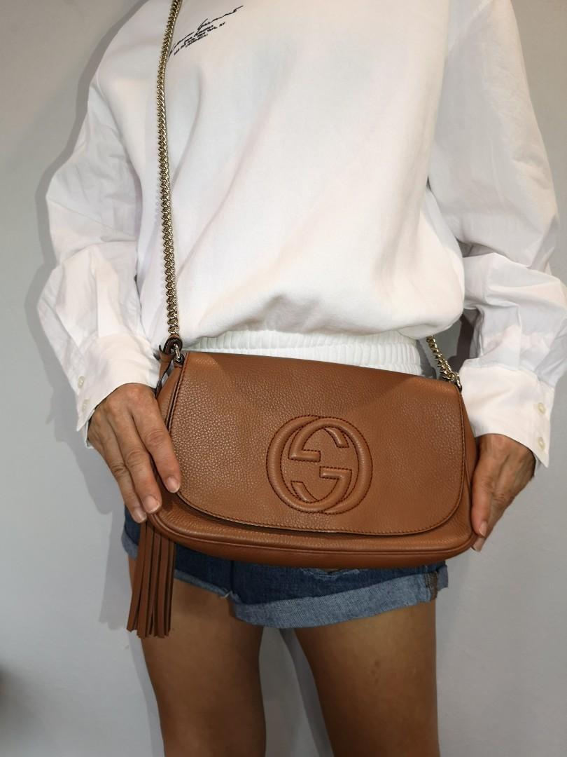 Gucci soho leather flap shoulder bag 2025