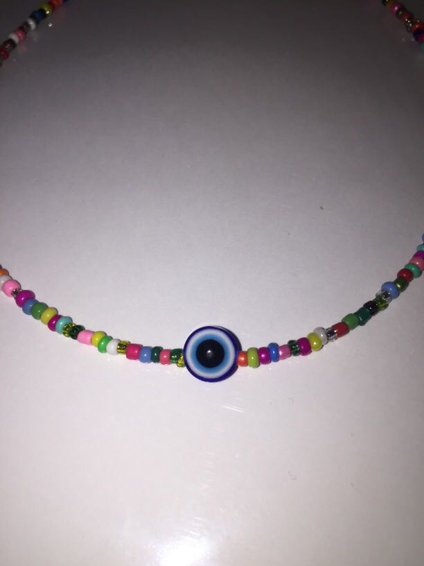 Evil Eye Choker Handmade Evil eye beaded necklace Handmade protective red evil eye beaded choker necklace