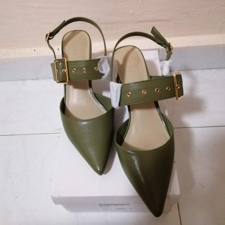 Khaki strappy online heels