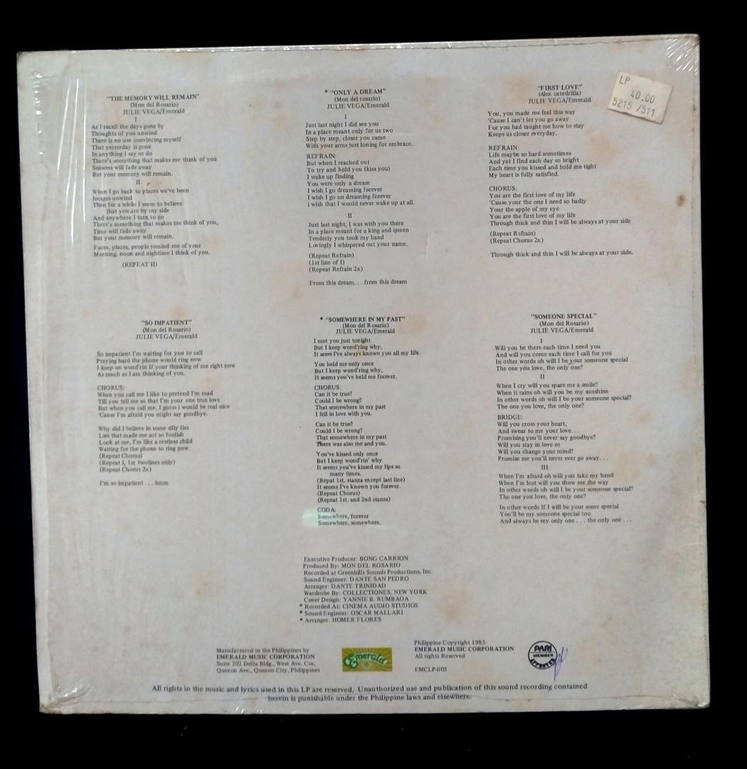 Julie vega vinyl lp (Category: Vinyls) located in Marikina City. Submitted by localflavor (Listing ID 1060651011, Image 2). Description: julie vega lp vinyl 8000 php mop bdo/ gcash + shipping lalamove/ abest.