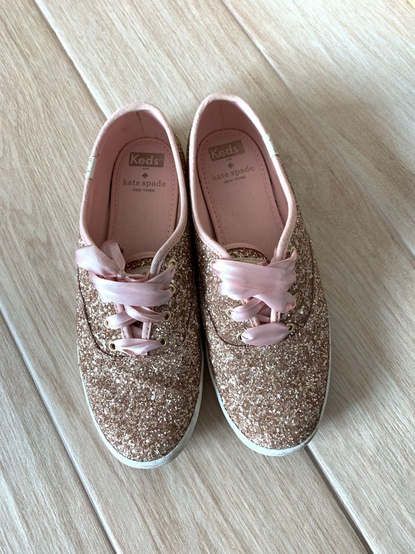 kate spade keds rose gold glitter