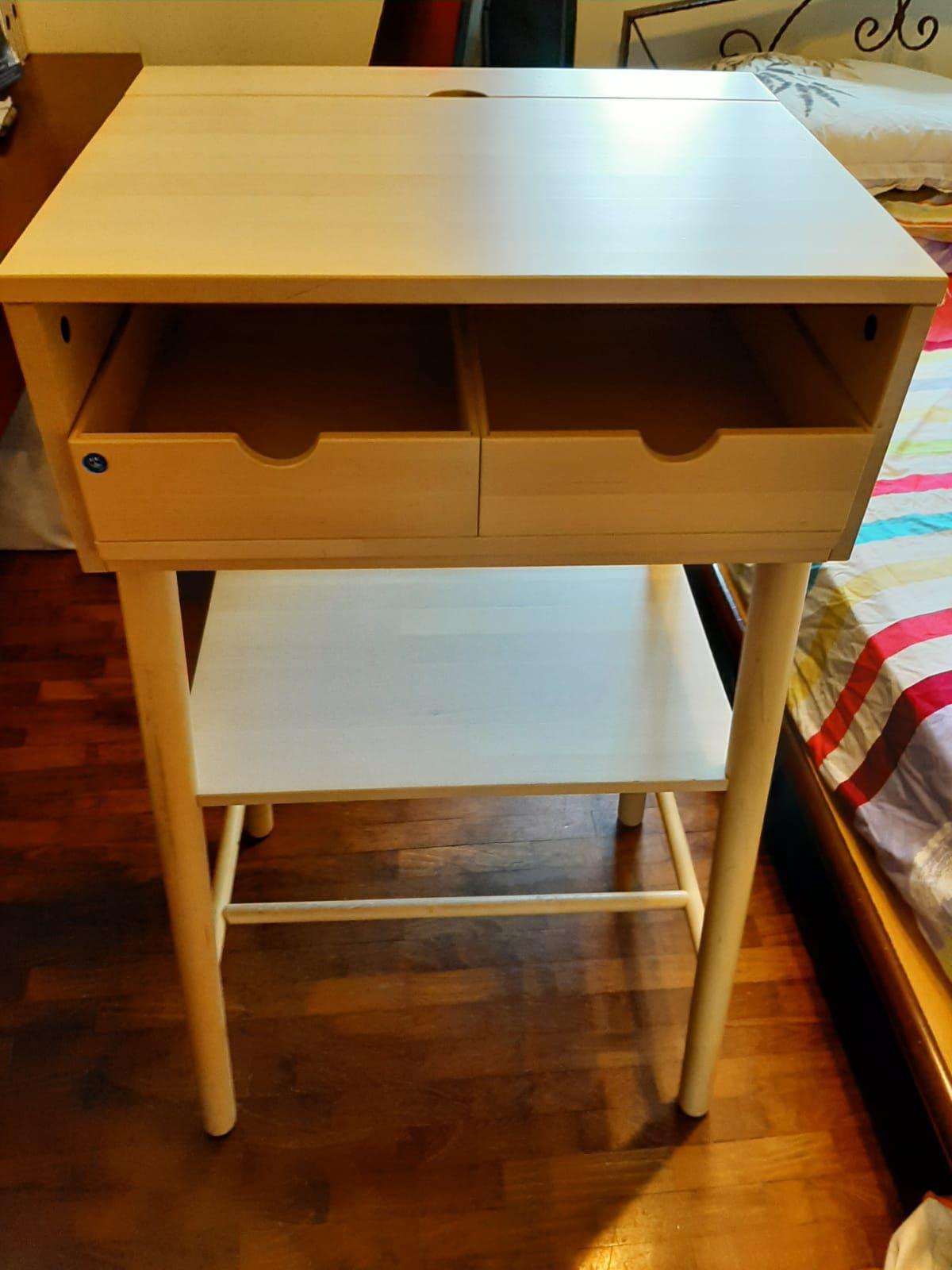 Knotten Standing Desk white birch, Furniture, Tables & Chairs on Carousell