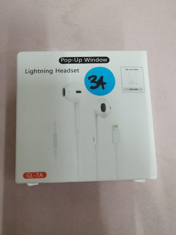 Lightning Headset Pop up WIndow GL7A 195, Audio, Portable Audio Accessories on Carousell
