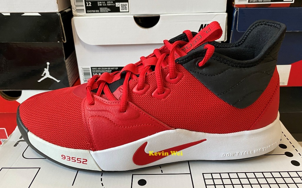 Nike PG 3 EP 紅白AO2608-600 籃球鞋US11, 他的時尚, 鞋, 運動鞋在旋轉拍賣